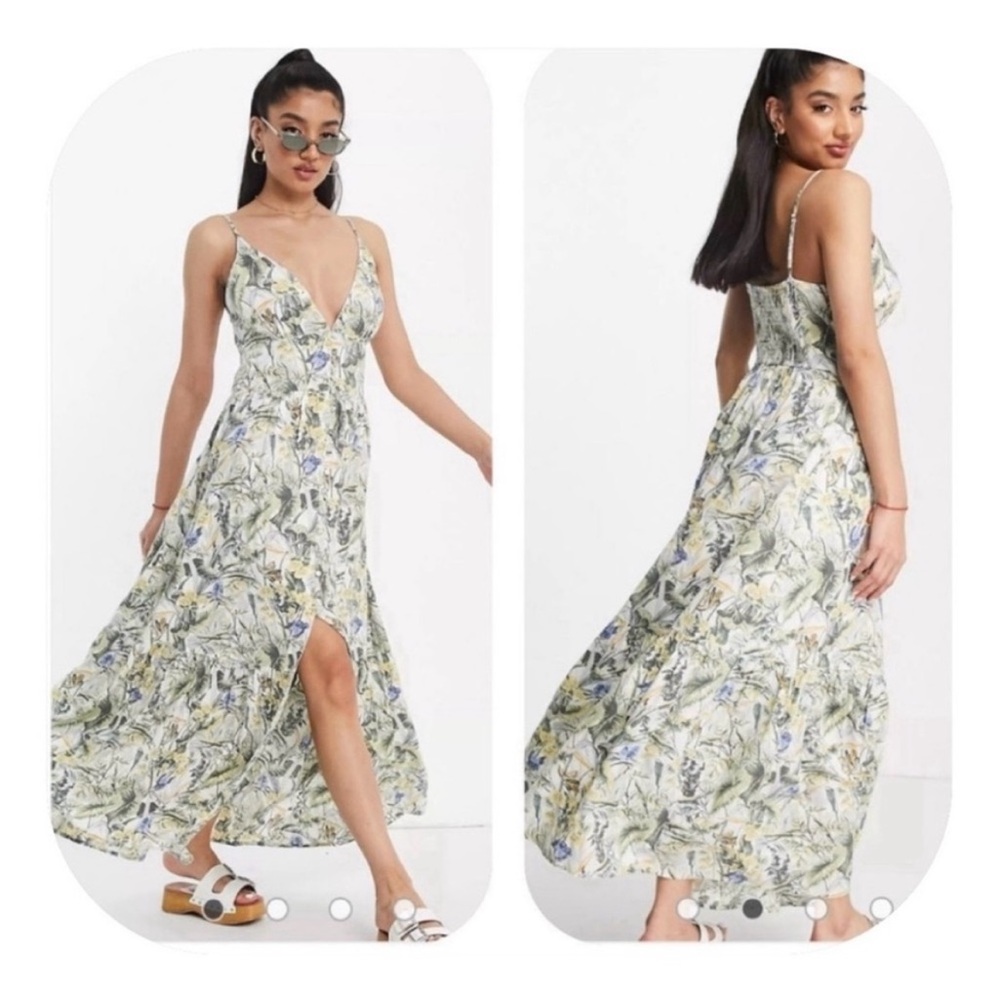 abercrombie fitch Tropical Plunge Maxi Strappy Tank Dress.
